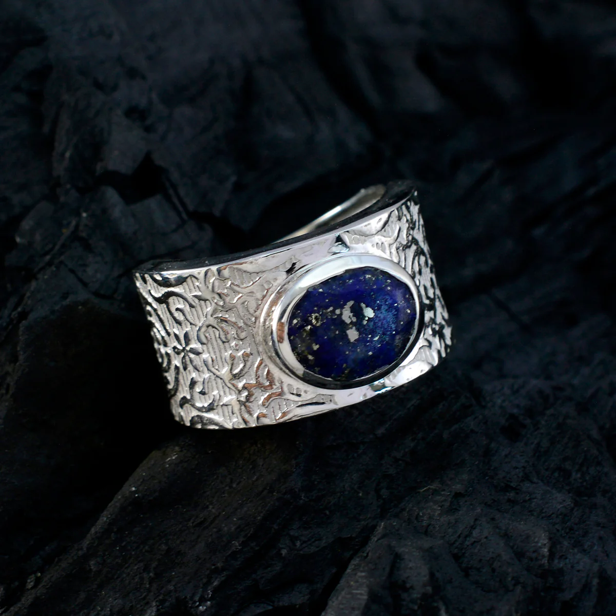 Lapis Lazuli Solitaire Egyptian 925 Silver Blue Gemstone Essential  Art Deco Ring Jewellery - Image 4