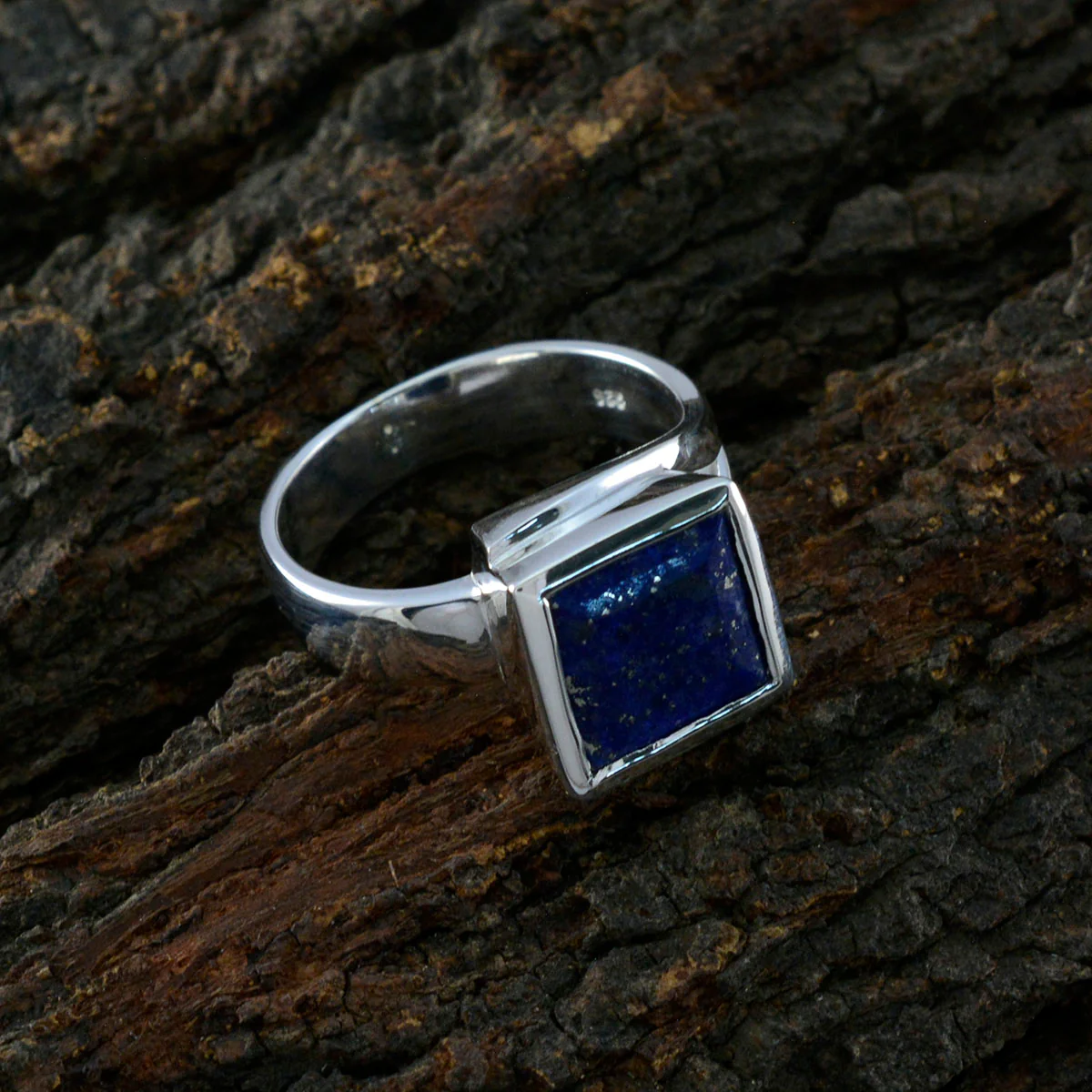 Lapis Lazuli Solitaire Egyptian Silver Blue Gemstone Eye-catching Trendy Ring Jewelry - Image 3