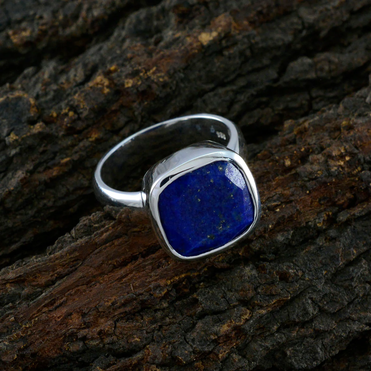 Lapis Lazuli Solitaire Egyptian Sterling Silver Blue Gemstones Eye-catching Modern Ring Jewelry - Image 3