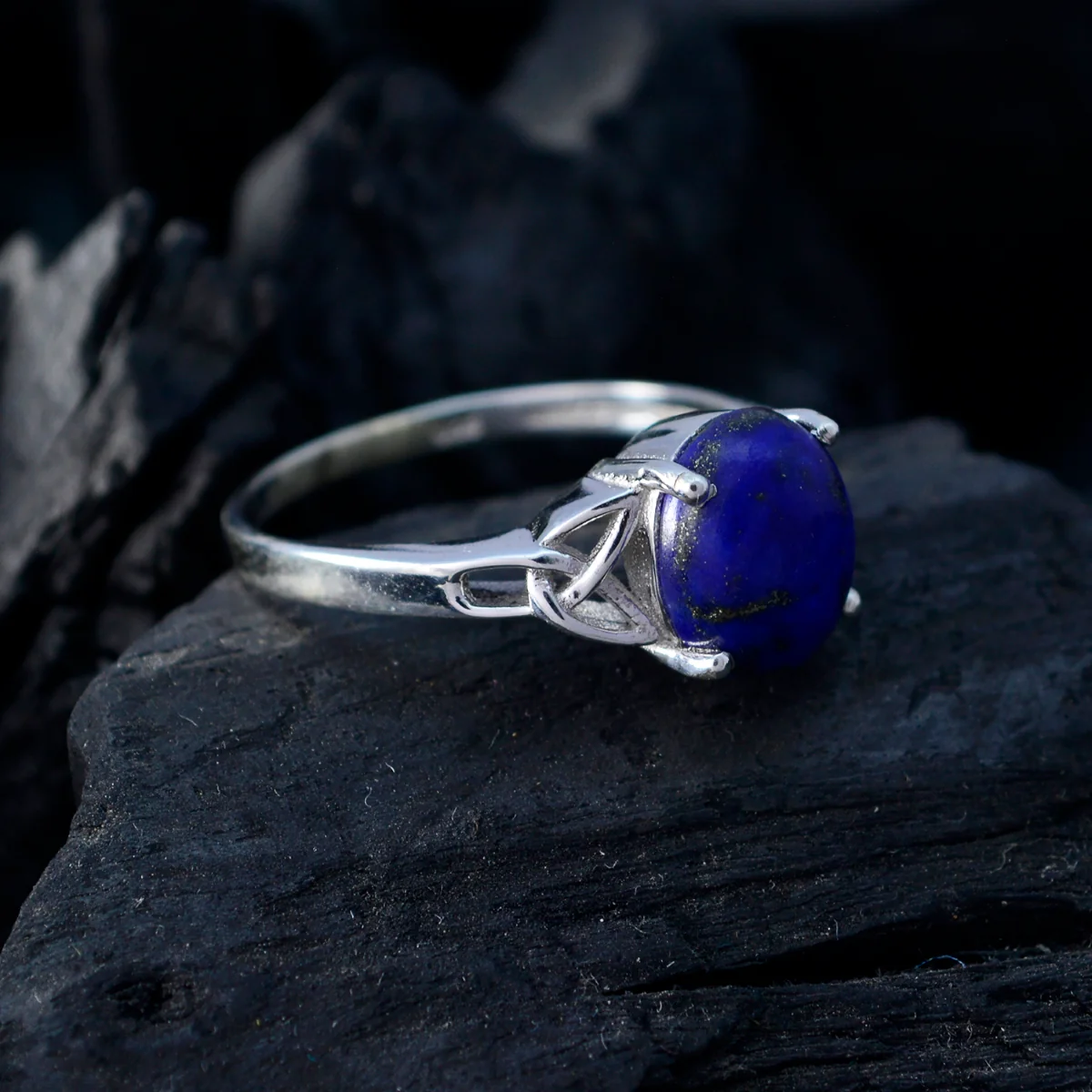 Lapis Lazuli Solitaire French 92.5 Silver Blue Gemstones Featherlight Boho Ring Jewelry - Image 4