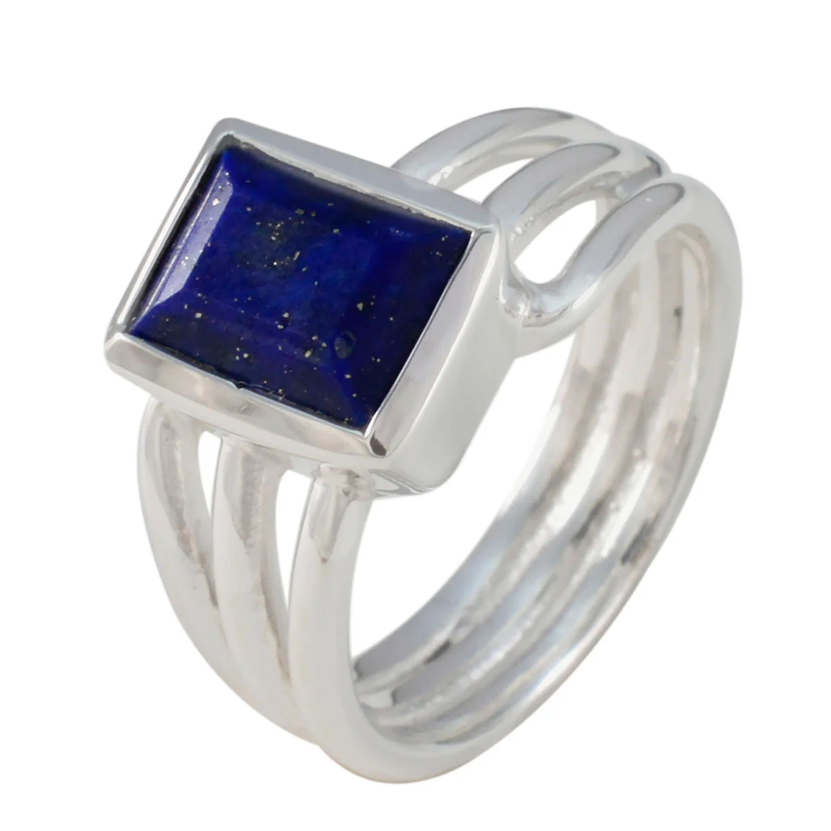 Lapis Lazuli Solitaire French 925 Silver Blue Gems Versatile Contemporary Ring Jewellery - Image 2