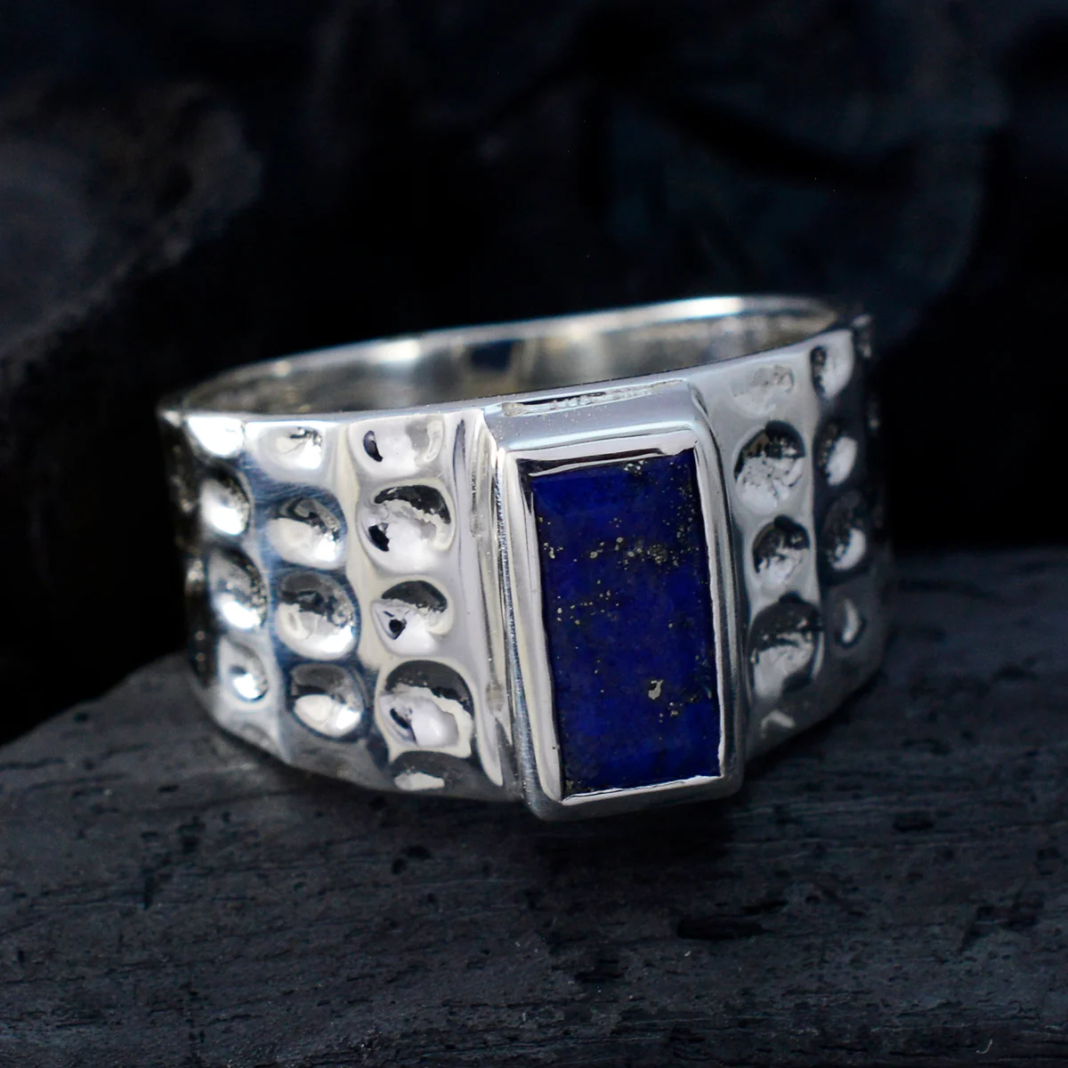 Lapis Lazuli Solitaire French 925 Sterling Silver Blue Gems Mid-weight Signet Ring Jewelry - Image 4