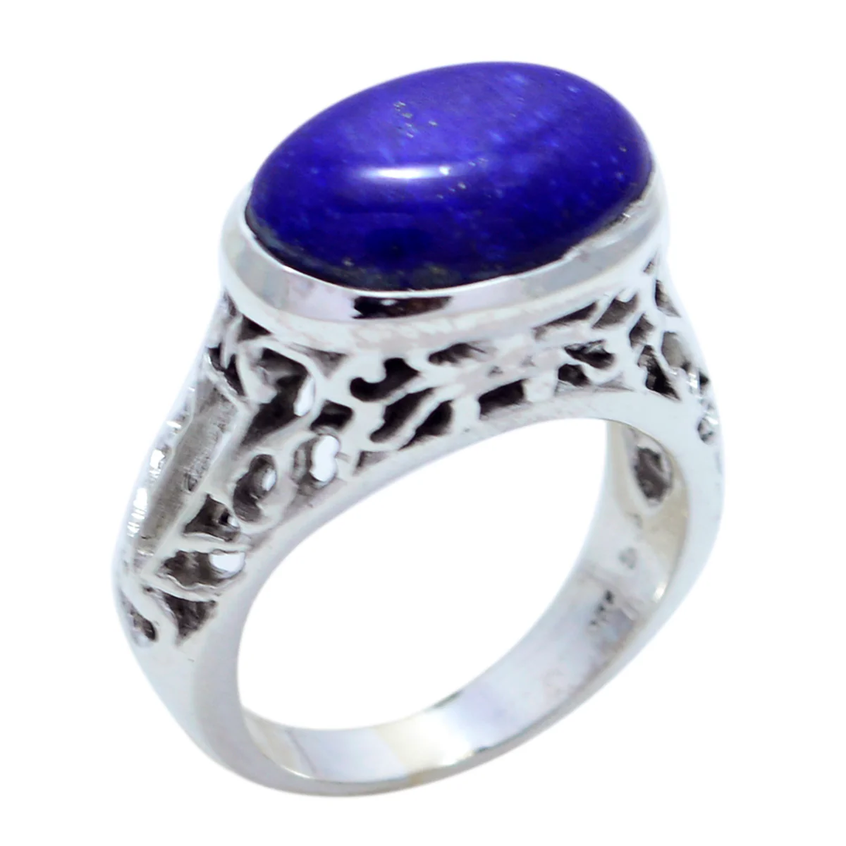 Lapis Lazuli Solitaire German 925 Silver Blue Gemstone Eye-catching Engagement Ring Jewellery