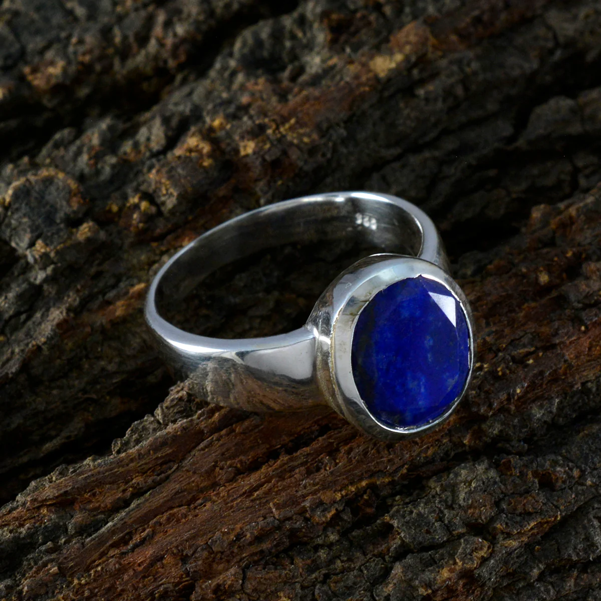 Lapis Lazuli Solitaire German 925 Silver Blue Gemstone Mid-weight Feminine Ring Jewellery - Image 3