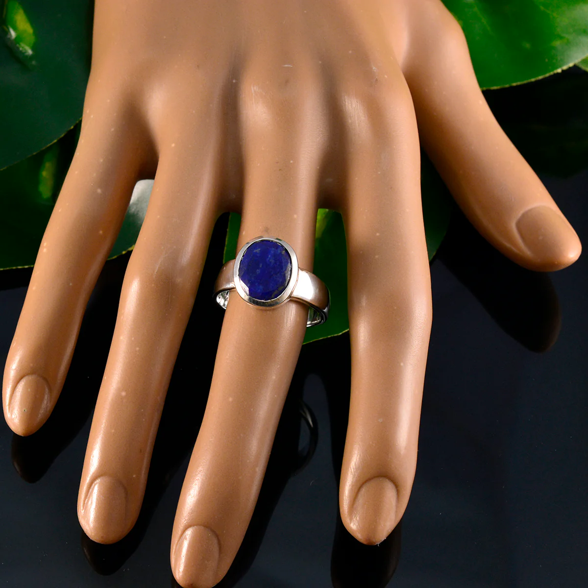 Lapis Lazuli Solitaire German 925 Silver Blue Gemstone Mid-weight Feminine Ring Jewellery - Image 5