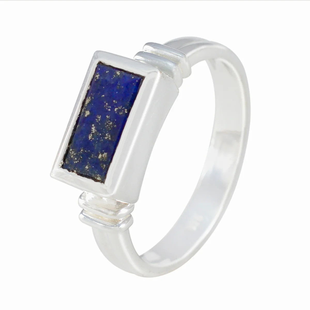 Lapis Lazuli Solitaire German Silver Blue Gems Minimal Feminine Ring Jewellery - Image 2