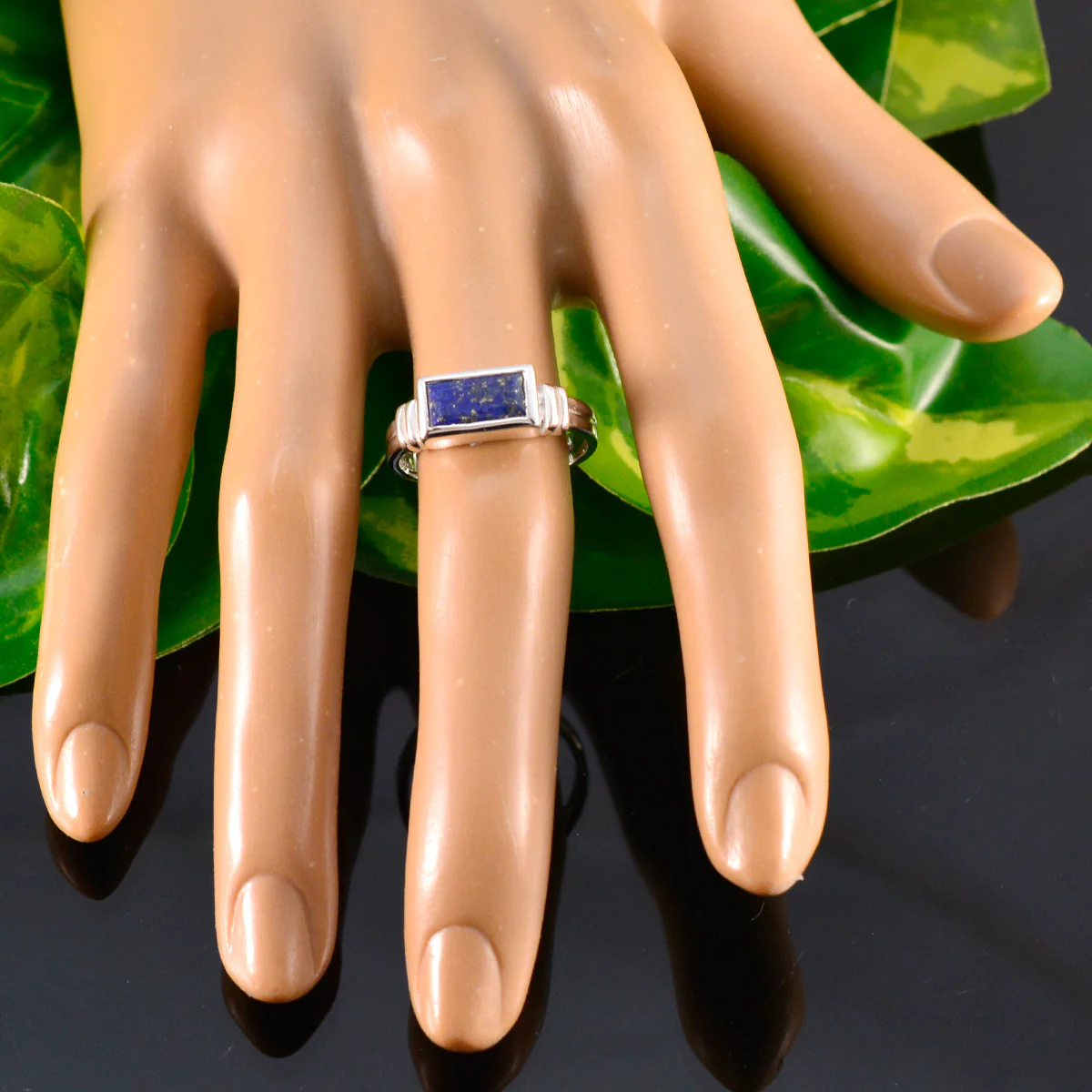 Lapis Lazuli Solitaire German Silver Blue Gems Minimal Feminine Ring Jewellery - Image 5