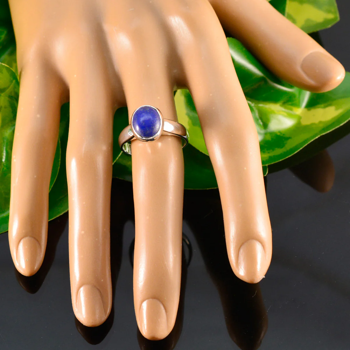 Lapis Lazuli Solitaire Indian 92.5 Silver Blue Gemstone Classic Feminine Ring Jewelry - Image 5