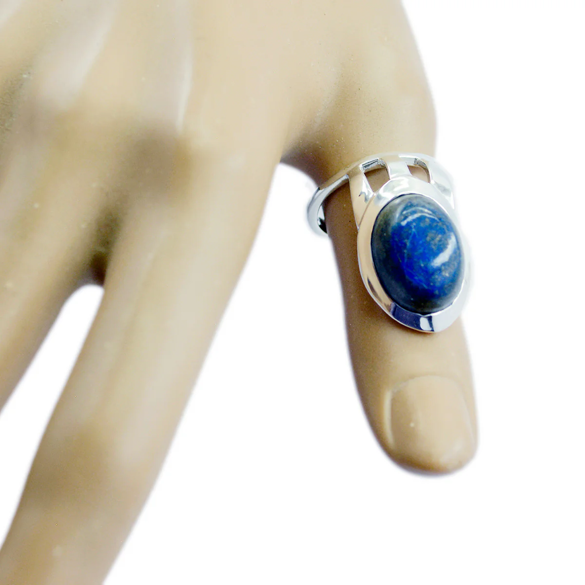 Lapis Lazuli Solitaire Indian Silver Blue Gemstone Essential  Signet Ring Jewelry - Image 2