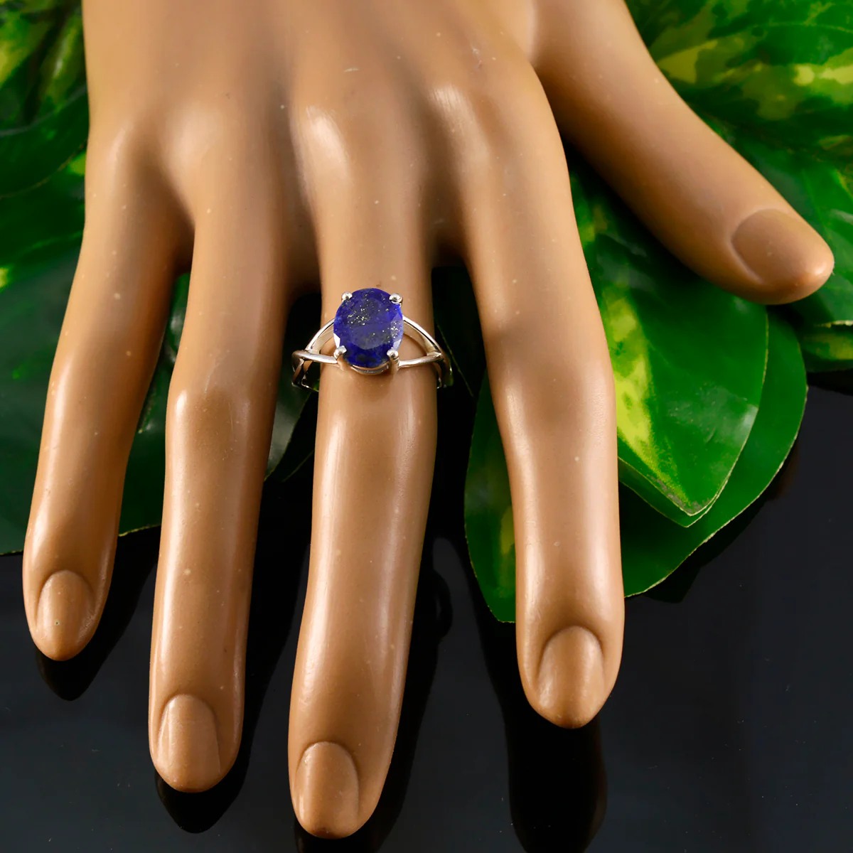 Lapis Lazuli Solitaire Japanese 92.5 Silver Blue Gems Dainty Abstract Ring Jewelry - Image 6