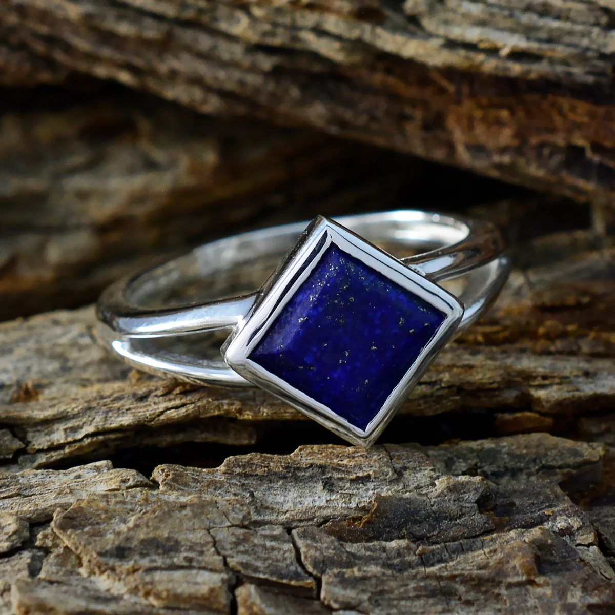 Lapis Lazuli Solitaire Japanese 925 Silver Blue Gemstone Dainty Abstract Ring Jewellery - Image 3