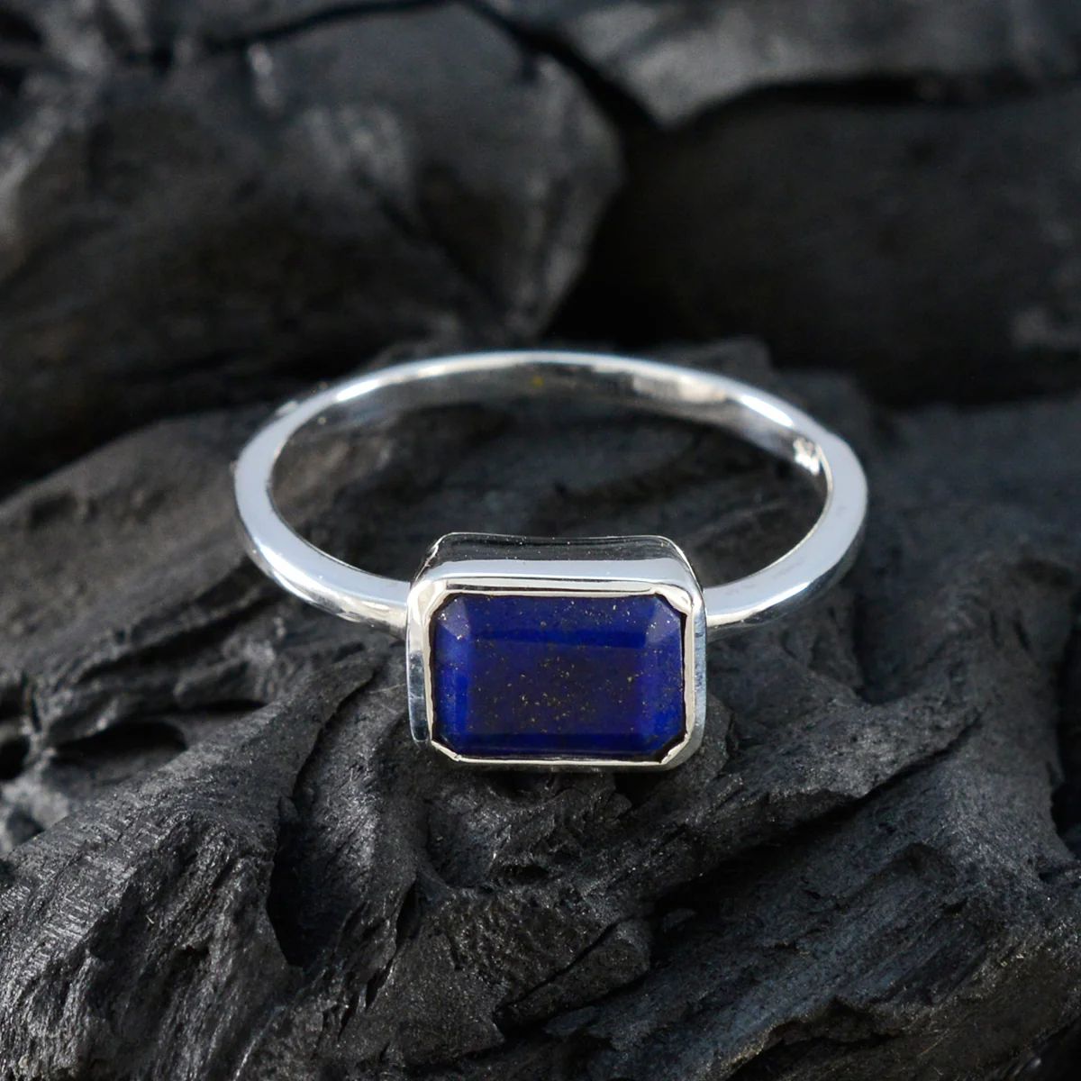Lapis Lazuli Solitaire Japanese 925 Sterling Silver Blue Gemstone Dainty Trendy Ring Jewellery - Image 4
