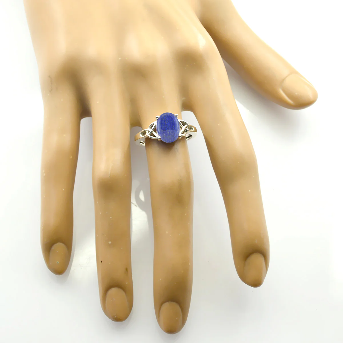 Lapis Lazuli Solitaire Korean Silver Blue Gems Whisper-thin Claddagh Ring Jewellery - Image 2