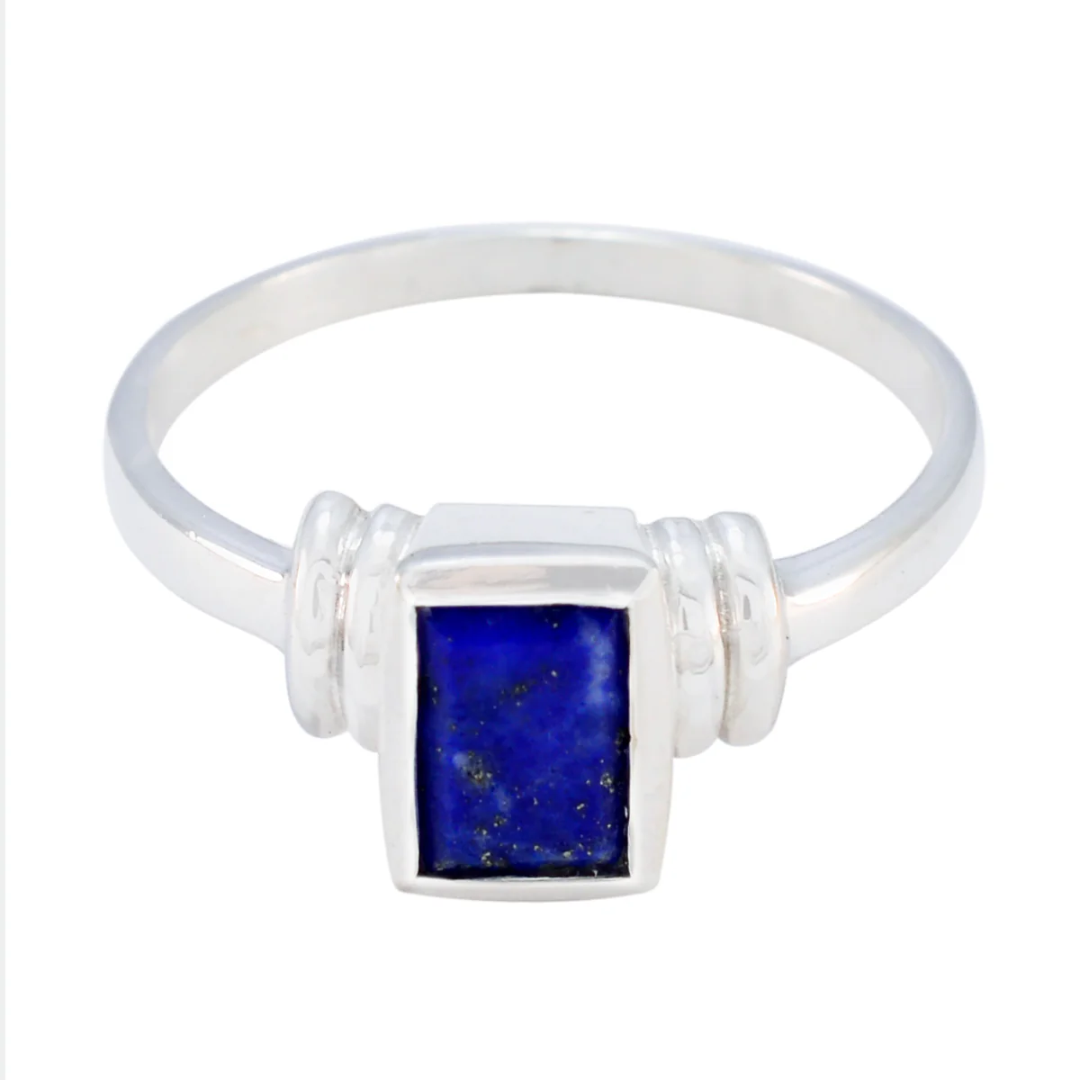 Lapis Lazuli Solitaire Korean Silver Blue Gemstones Whisper-thin Luxurious Ring Jewelry
