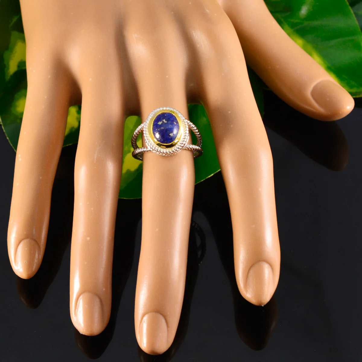Lapis Lazuli Solitaire Mexican 925 Silver Blue Gemstone Classic Rope-Wire Ring Jewellery - Image 5