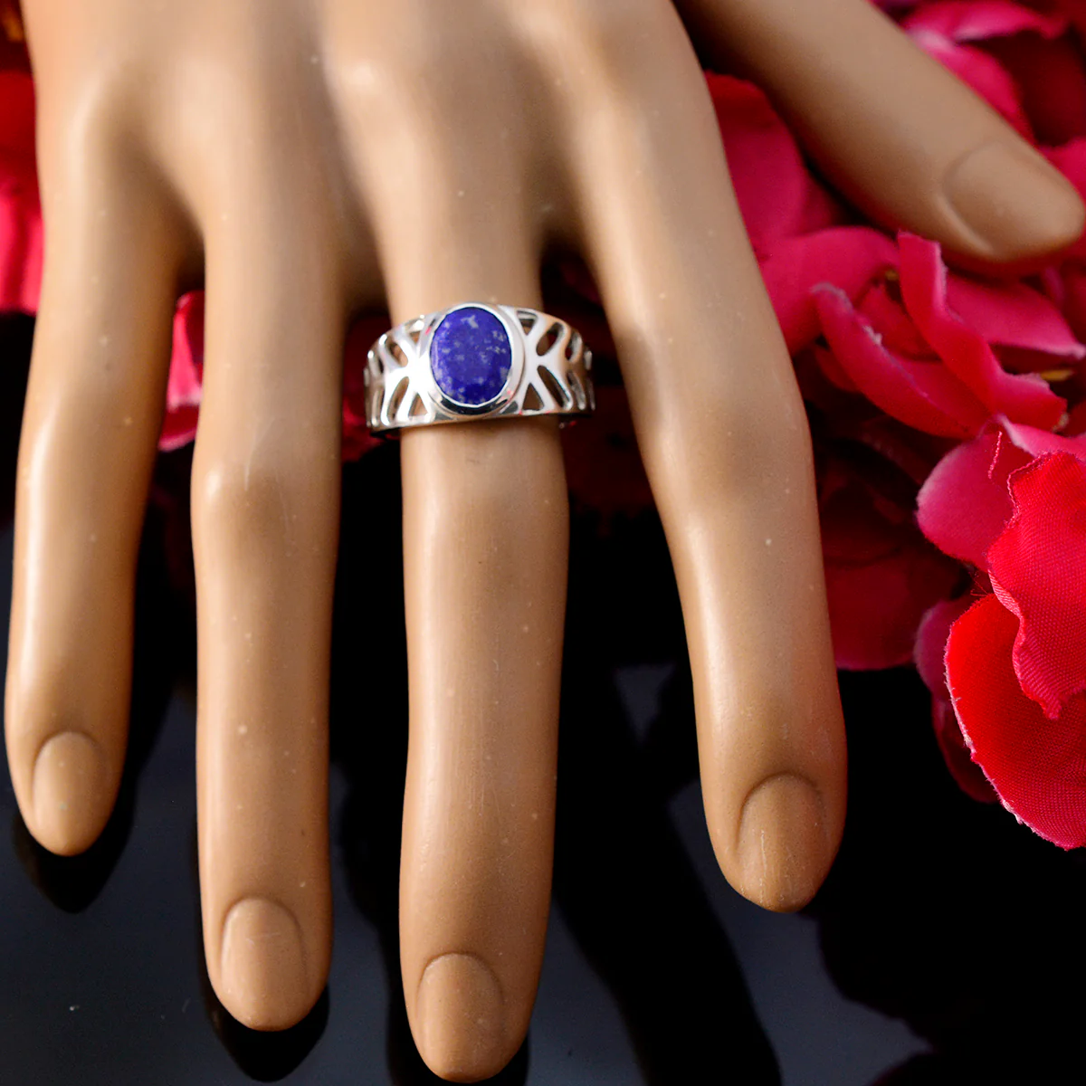 Lapis Lazuli Solitaire Mexican 925 Silver Blue Gemstones Slim Rope-Wire Ring Jewelry - Image 5