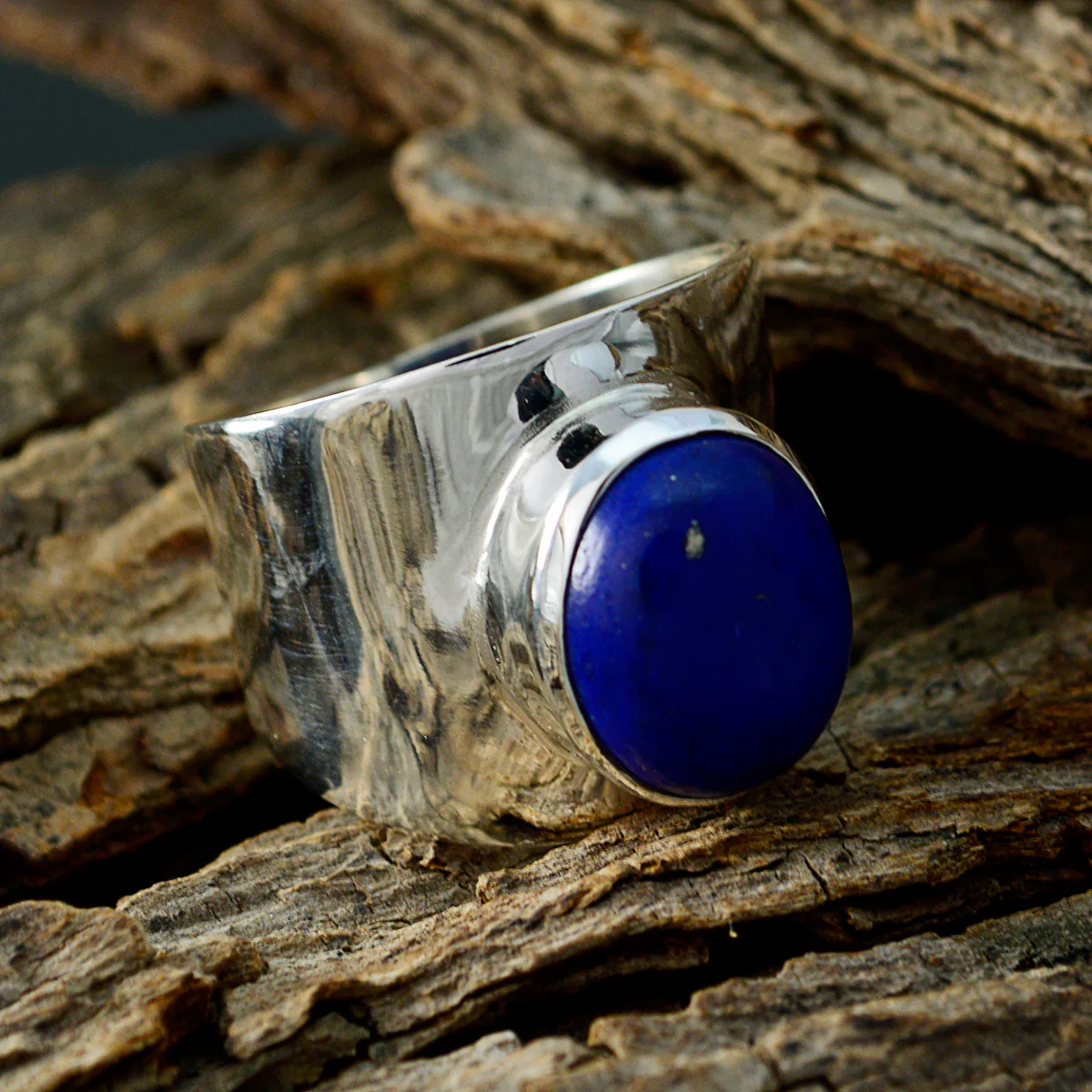 Lapis Lazuli Solitaire Russian 92.5 Silver Blue Gemstone Eye-catching Armor Ring Jewelry - Image 4