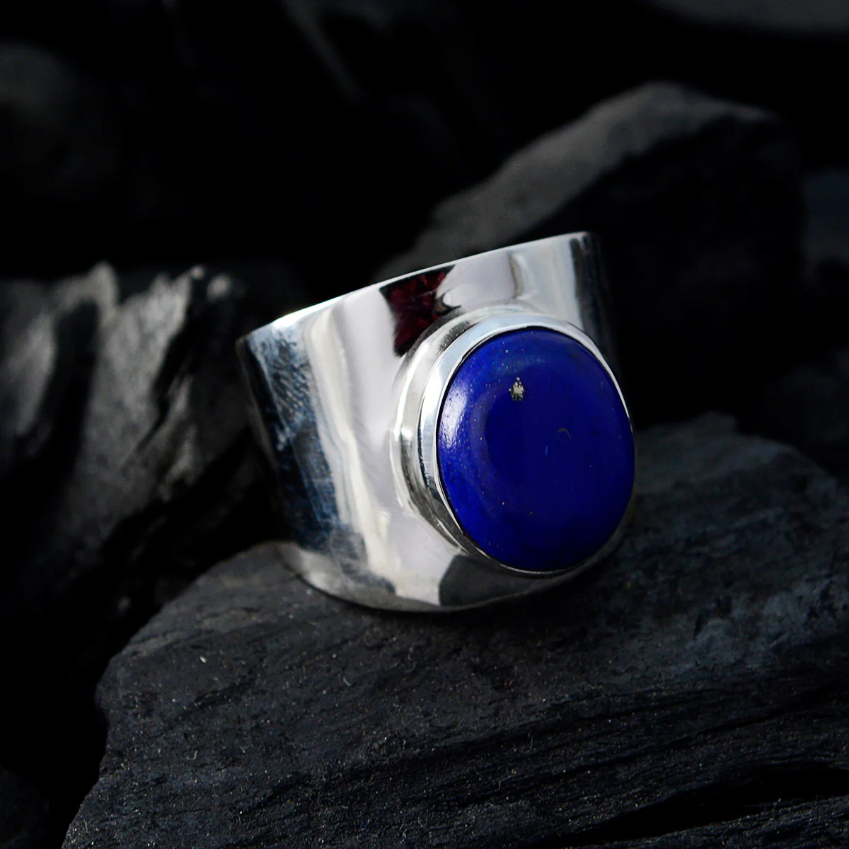 Lapis Lazuli Solitaire Russian 92.5 Silver Blue Gemstone Eye-catching Armor Ring Jewelry - Image 5