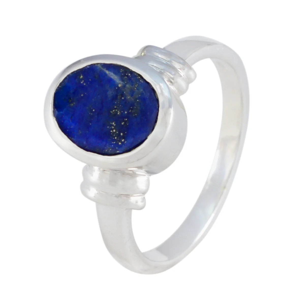 Lapis Lazuli Solitaire Russian 92.5 Silver Blue Gemstones Mid-weight Luxurious Ring Jewelry - Image 2