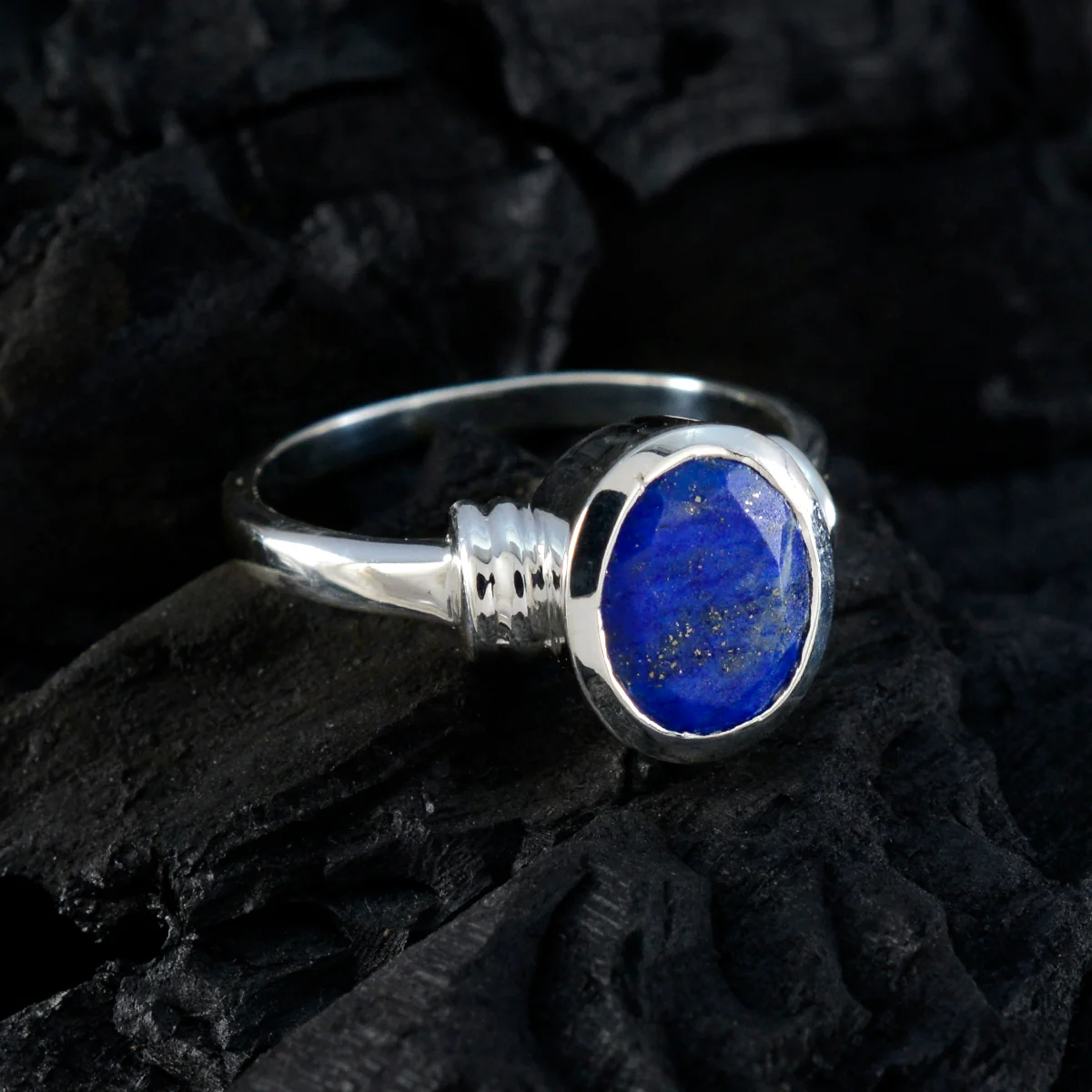Lapis Lazuli Solitaire Russian 92.5 Silver Blue Gemstones Mid-weight Luxurious Ring Jewelry - Image 5