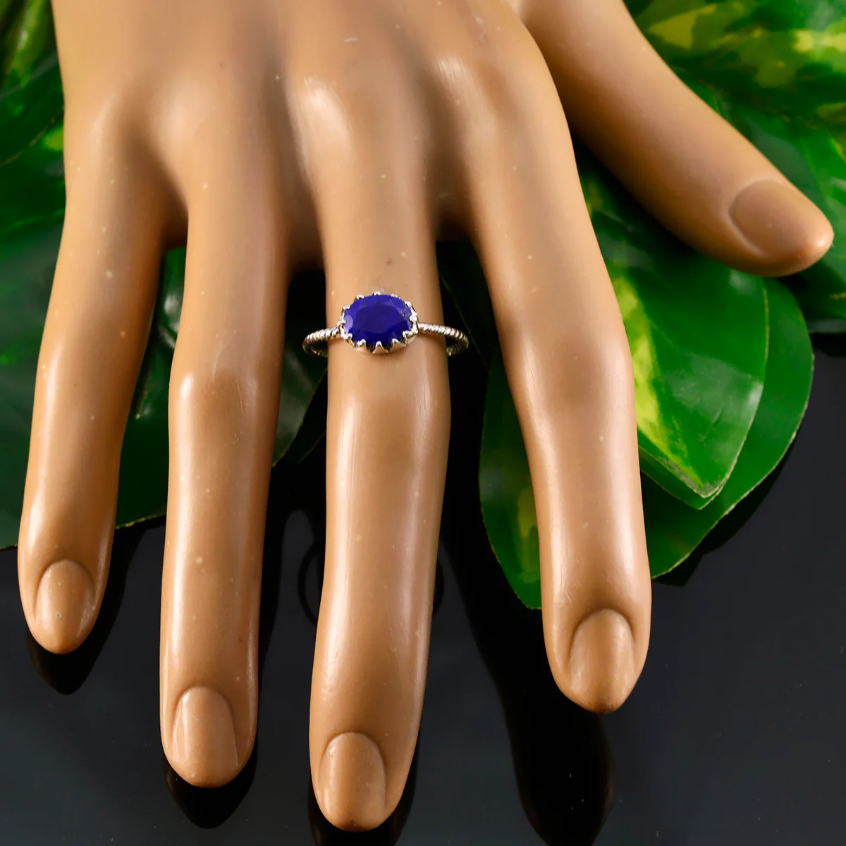 Lapis Lazuli Solitaire Turkish 92.5 Silver Blue Gemstone Elegant Twist Ring Jewellery - Image 6