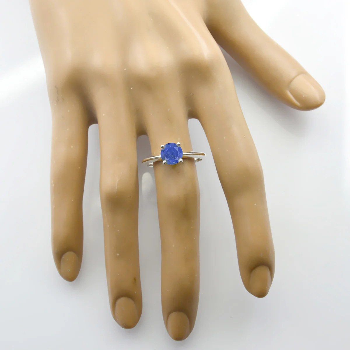 Lapis Lazuli Solitaire Turkish 92.5 Silver Blue Gemstone Whisper-thin Glamorous Ring Jewellery - Image 2