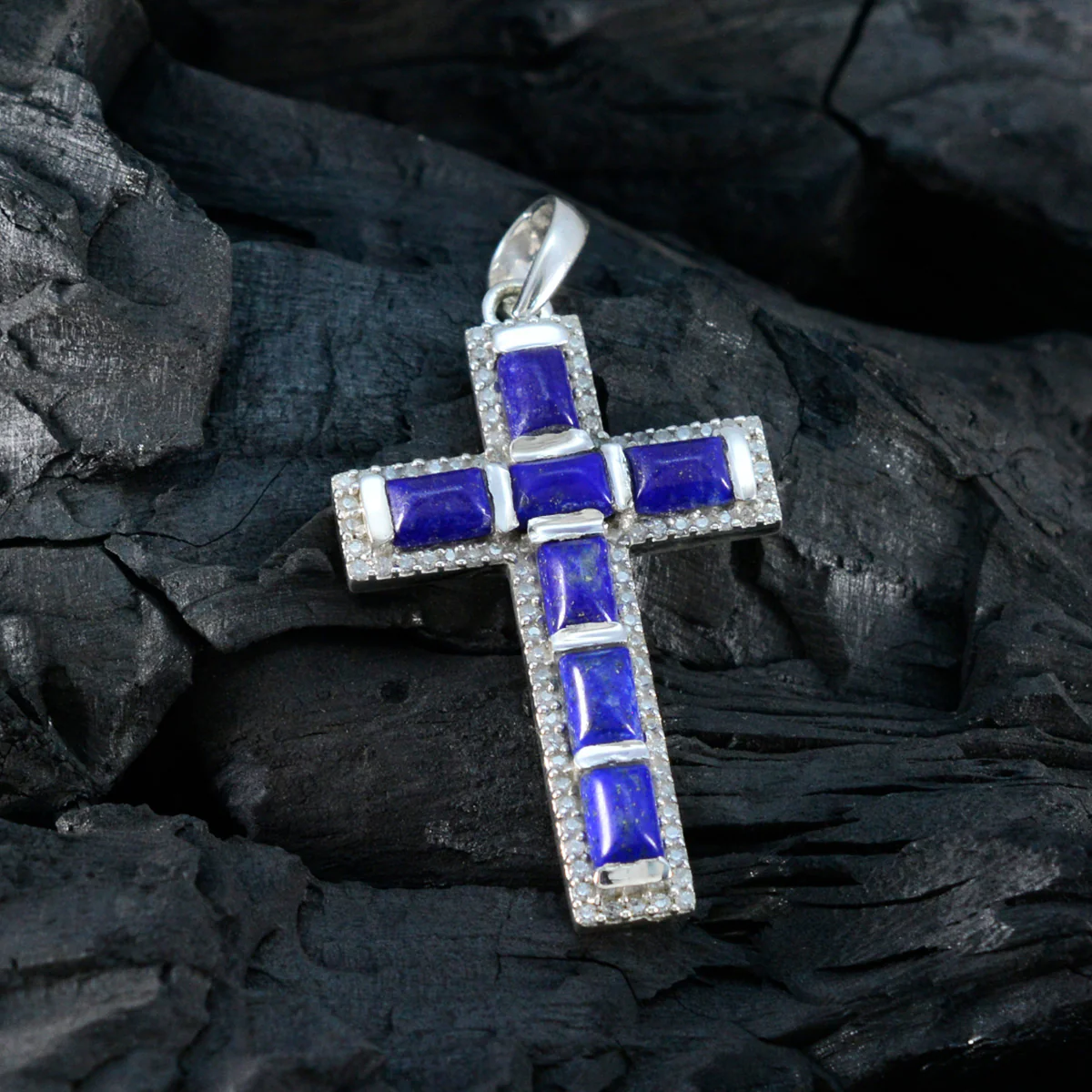 Lapis Lazuli Tiny African 92.5 Silver multiple Yasmin Contemporary Blue Pendant Jewellery - Image 4