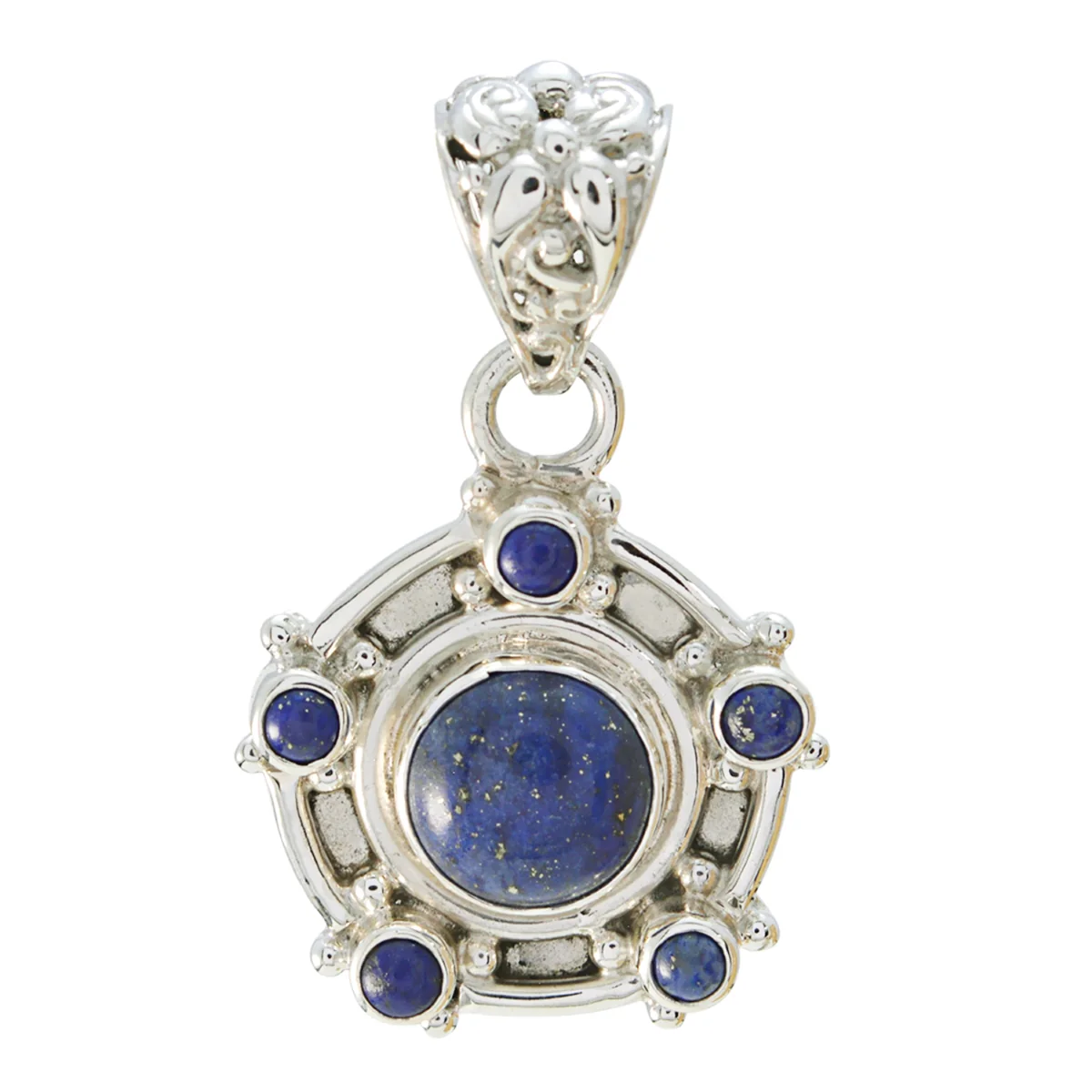 Lapis Lazuli Tiny Russian Sterling Silver multiple Luna Contemporary Blue Pendant Jewellery - Image 2
