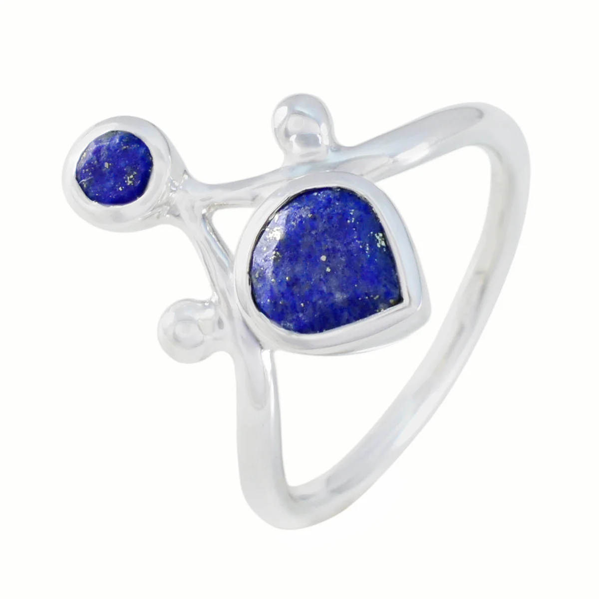 Lapis Lazuli Toi et Moi French 92.5 Silver Blue Gemstone Tiny Luxurious Ring Jewelry - Image 2