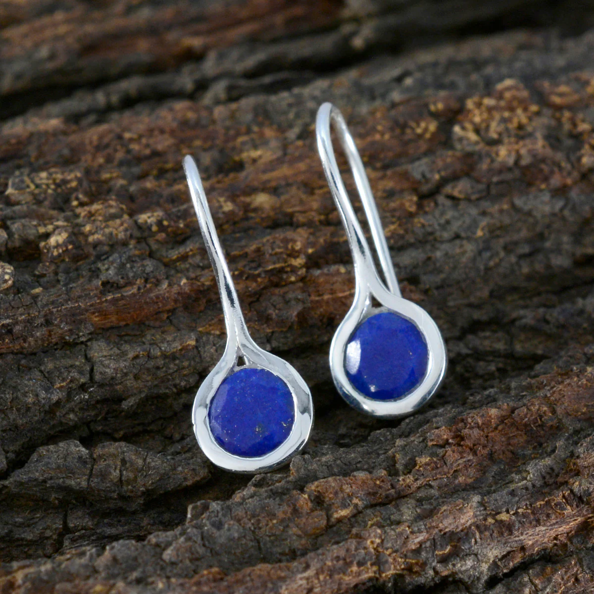 Lapis Lazuli Turkish Isla Solitaire Dangle Blue 925 Sterling Silver Earring - Image 3