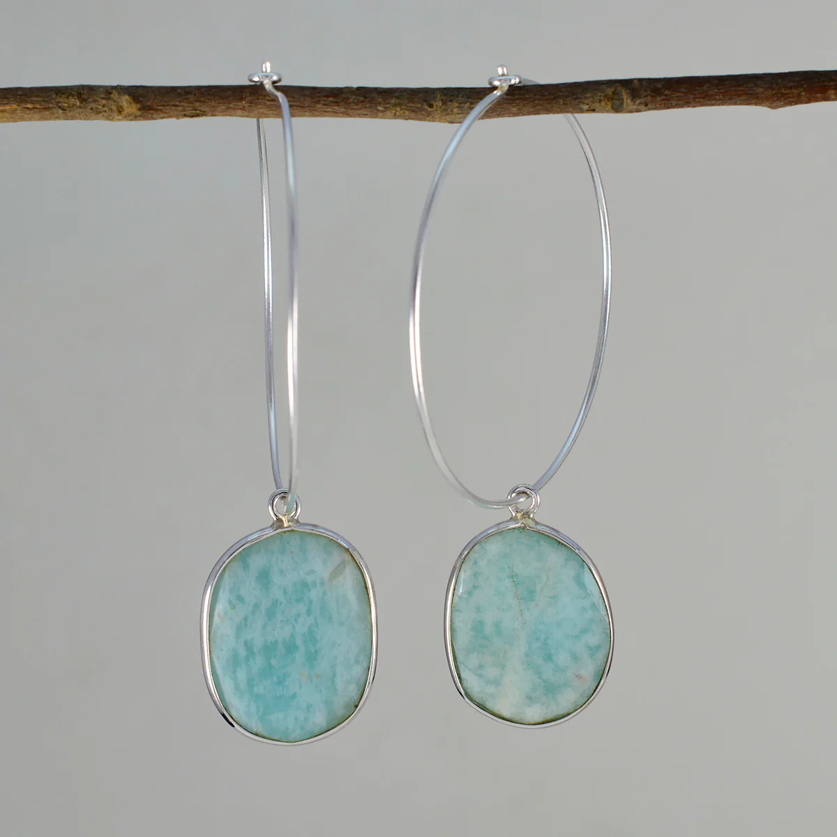 Larimar Turkish Pilar multiple Dangle Blue Sterling Silver Earring - Image 2