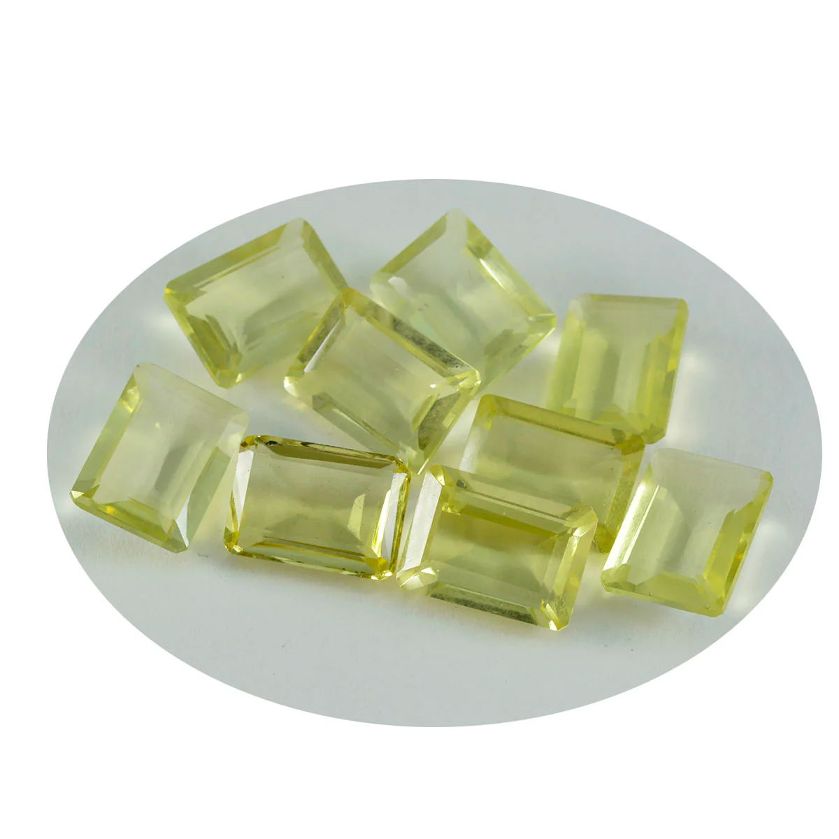 Lemon Quartz 1PC Medium 8x10 MM Emerald Faceted Yellow Luster Semi Precious Loose Gemstones