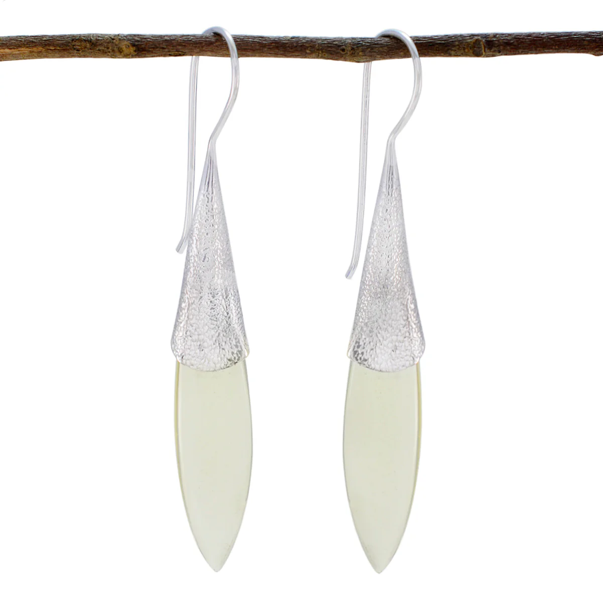 Lemon Quartz African Jia Solitaire Dangle Yellow 92.5 Silver Earring