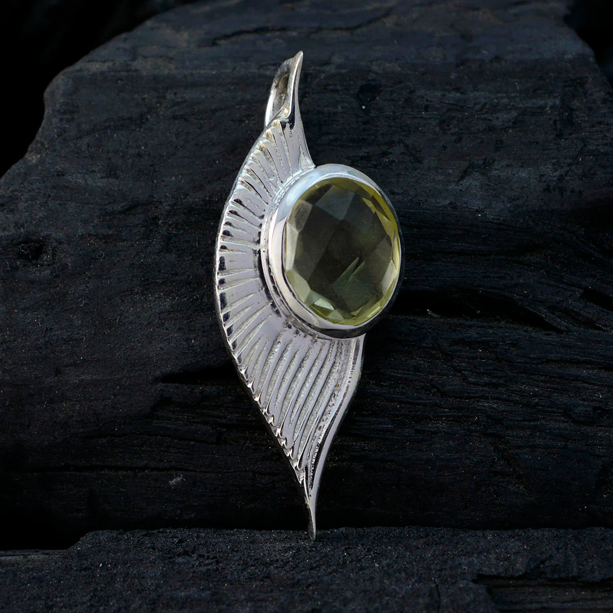 Lemon Quartz Dainty Italian Sterling Silver Solitaire Laura Trendy Yellow Pendant Jewellery - Image 3