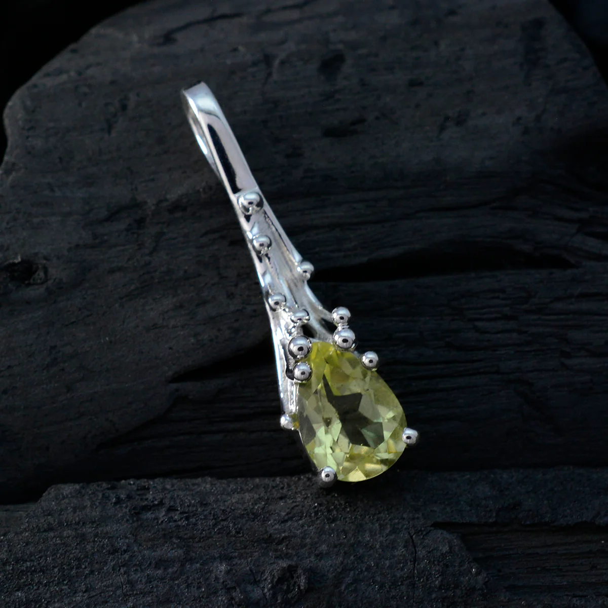 Lemon Quartz Delicate Italian Sterling Silver Solitaire Antonia Glamorous Yellow Pendant Jewellery - Image 3