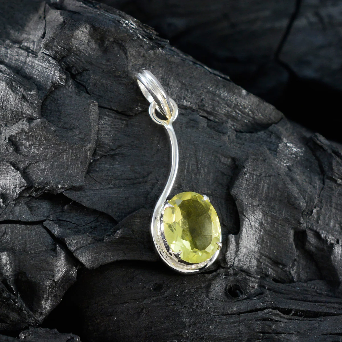 Lemon Quartz Elegant Japanese 925 Silver Solitaire Sakura Romantic Yellow Pendant Jewelry - Image 4