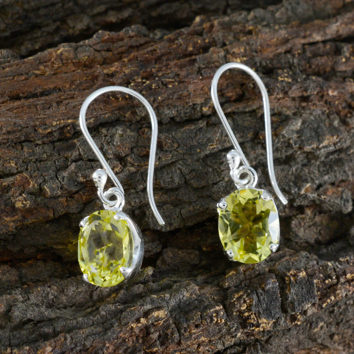 Lemon Quartz Korean Grace Solitaire Dangle Yellow Silver Earring - Image 3