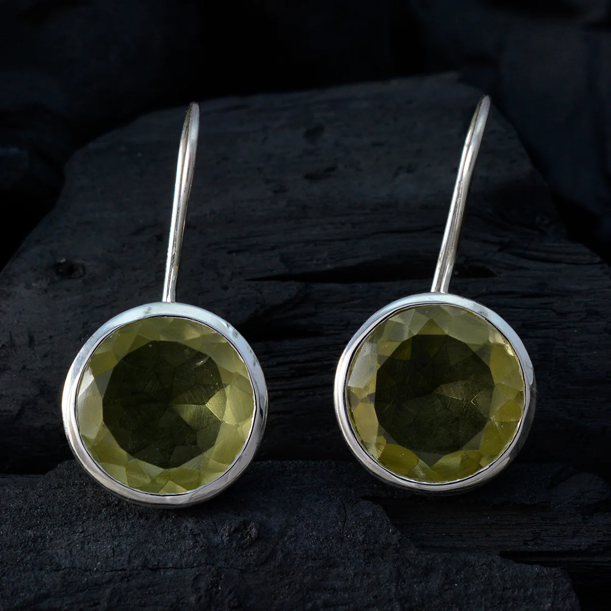 Lemon Quartz Mexican Giulia Solitaire Dangle Yellow 925 Silver Earring - Image 2