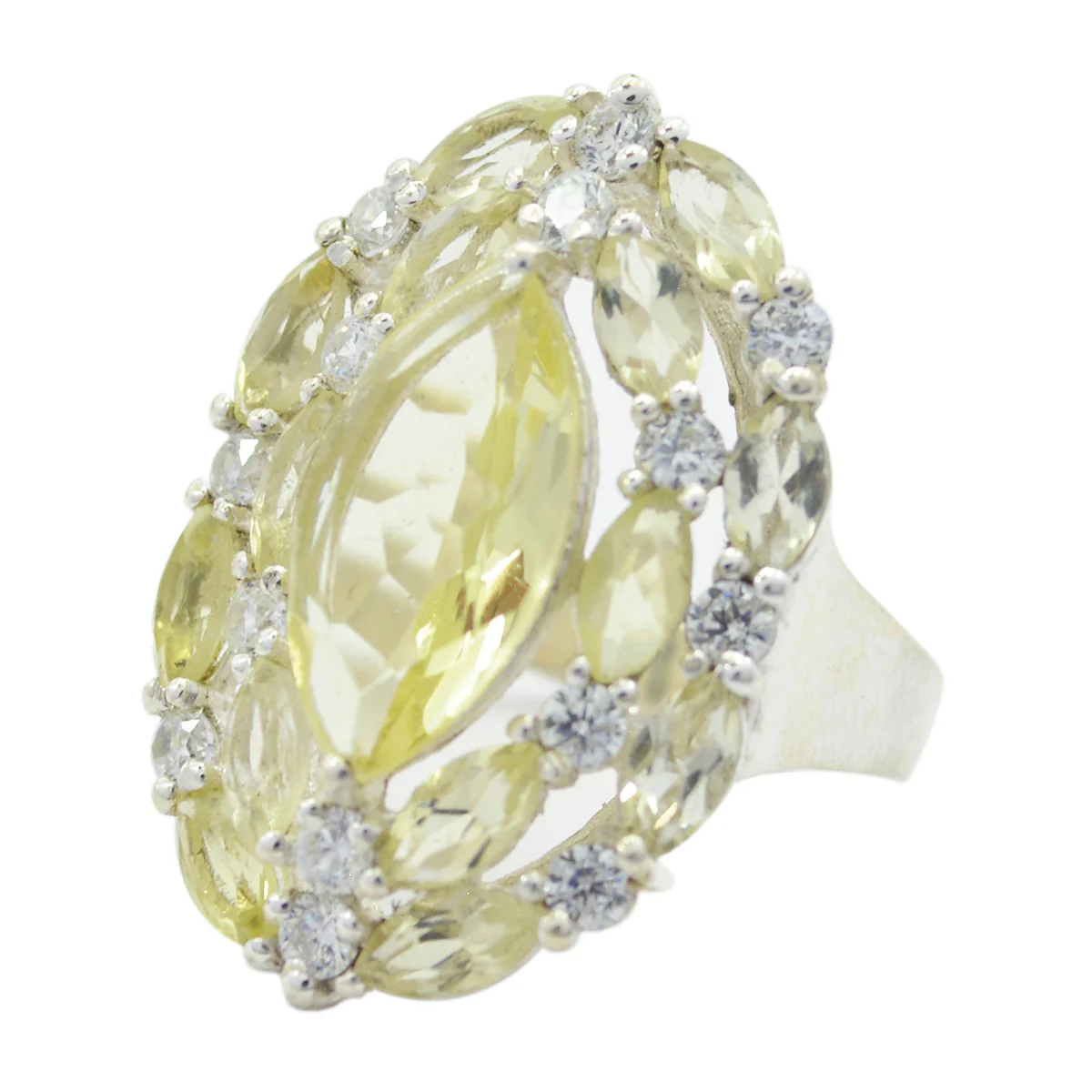 Lemon Quartz multiple African Silver Yellow Gems Essential  Abstract Ring Jewelry - Image 3