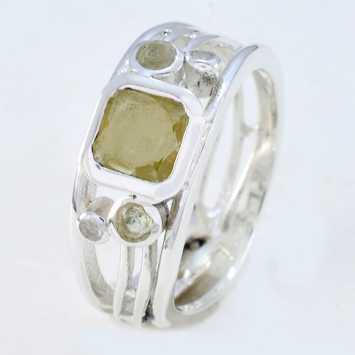 Lemon Quartz Penta Indian Sterling Silver Yellow Gemstones Minimal Cultural Ring Jewellery - Image 2