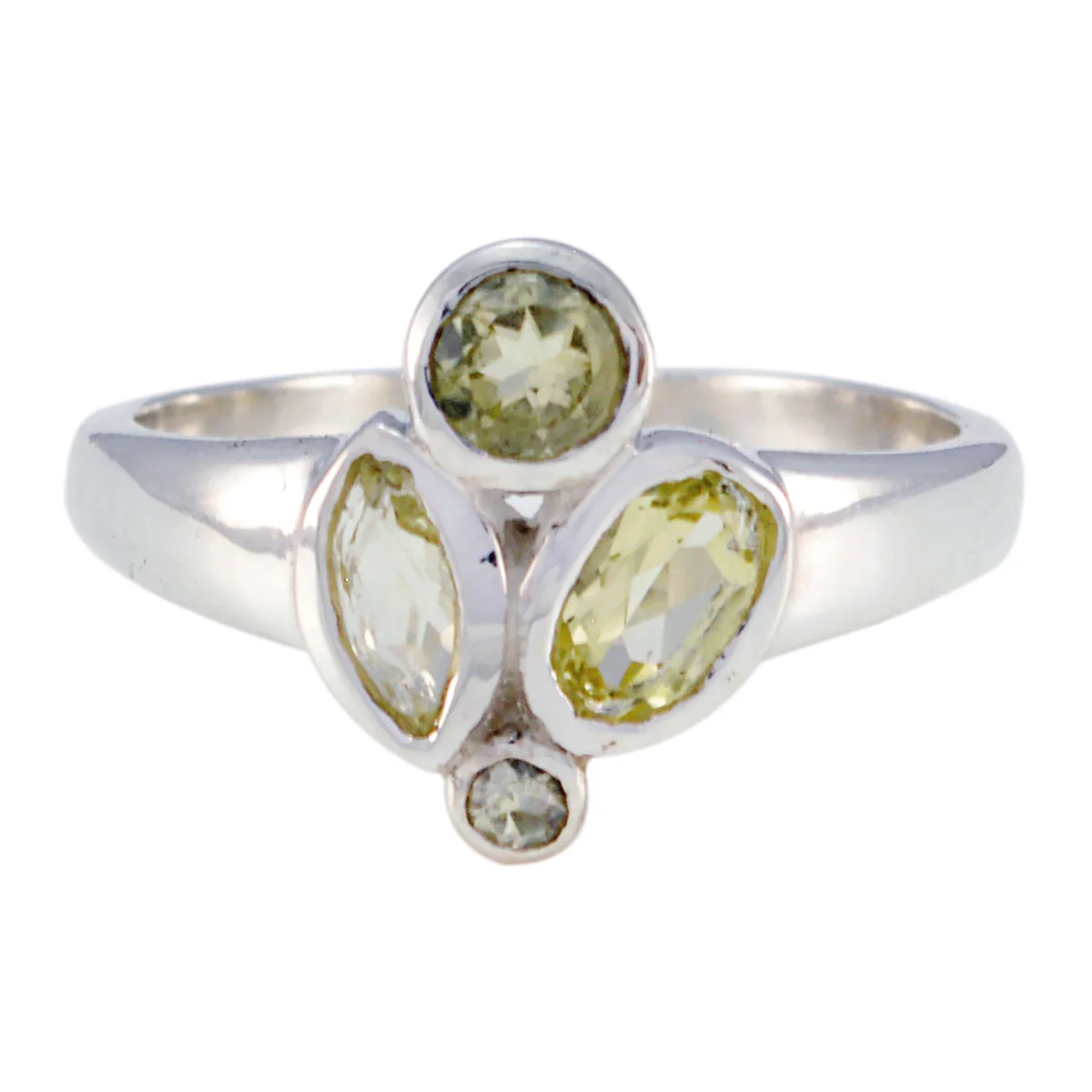 Lemon Quartz quarter Turkish 925 Sterling Silver Yellow Gemstones Whisper-thin Abstract Ring Jewelry
