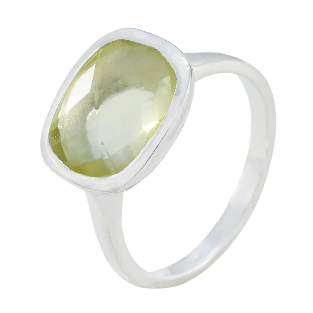 Lemon Quartz Solitaire African 925 Silver Yellow Gems Minimal Fairytale Ring Jewelry - Image 2
