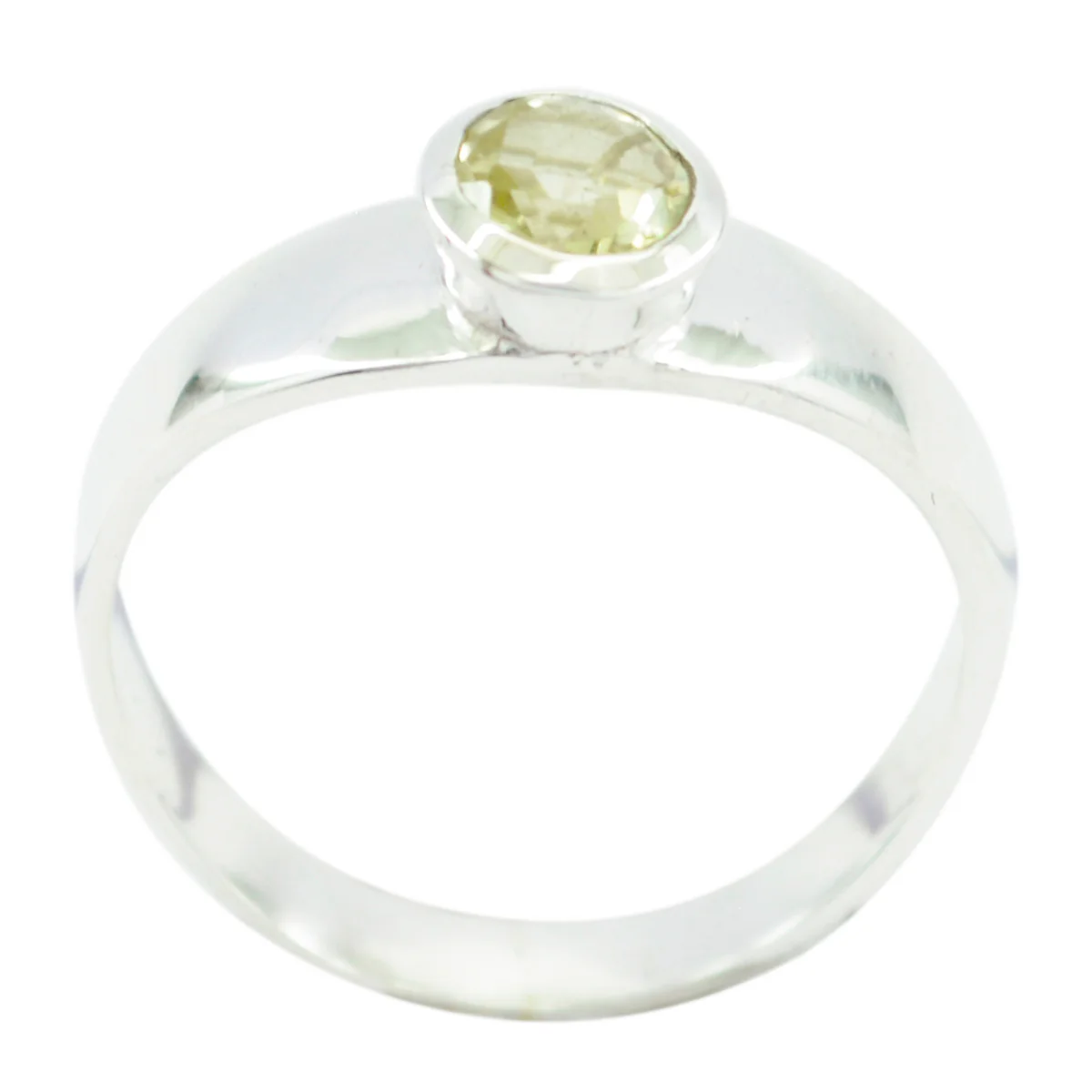 Lemon Quartz Solitaire American 92.5 Silver Yellow Gems Whisper-thin Graceful Ring Jewelry
