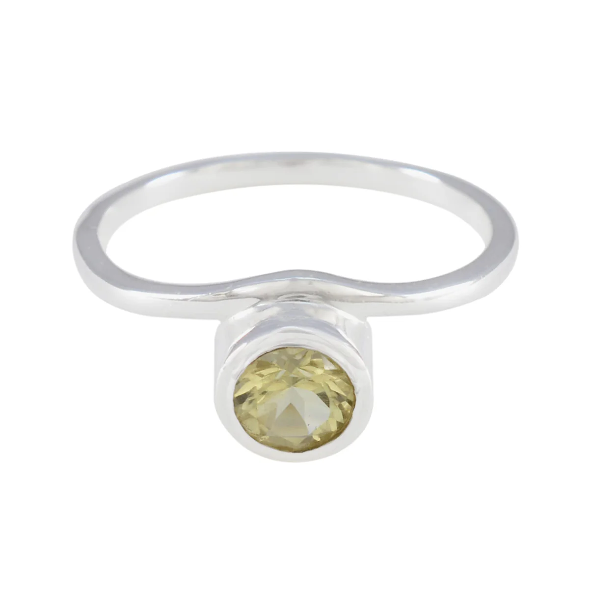 Lemon Quartz Solitaire American 925 Silver Yellow Gemstones Delicate Sophisticated Ring Jewelry