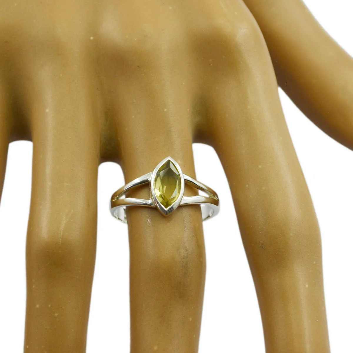 Lemon Quartz Solitaire American 925 Sterling Silver Yellow Gems Dainty Geometric Ring Jewelry - Image 3