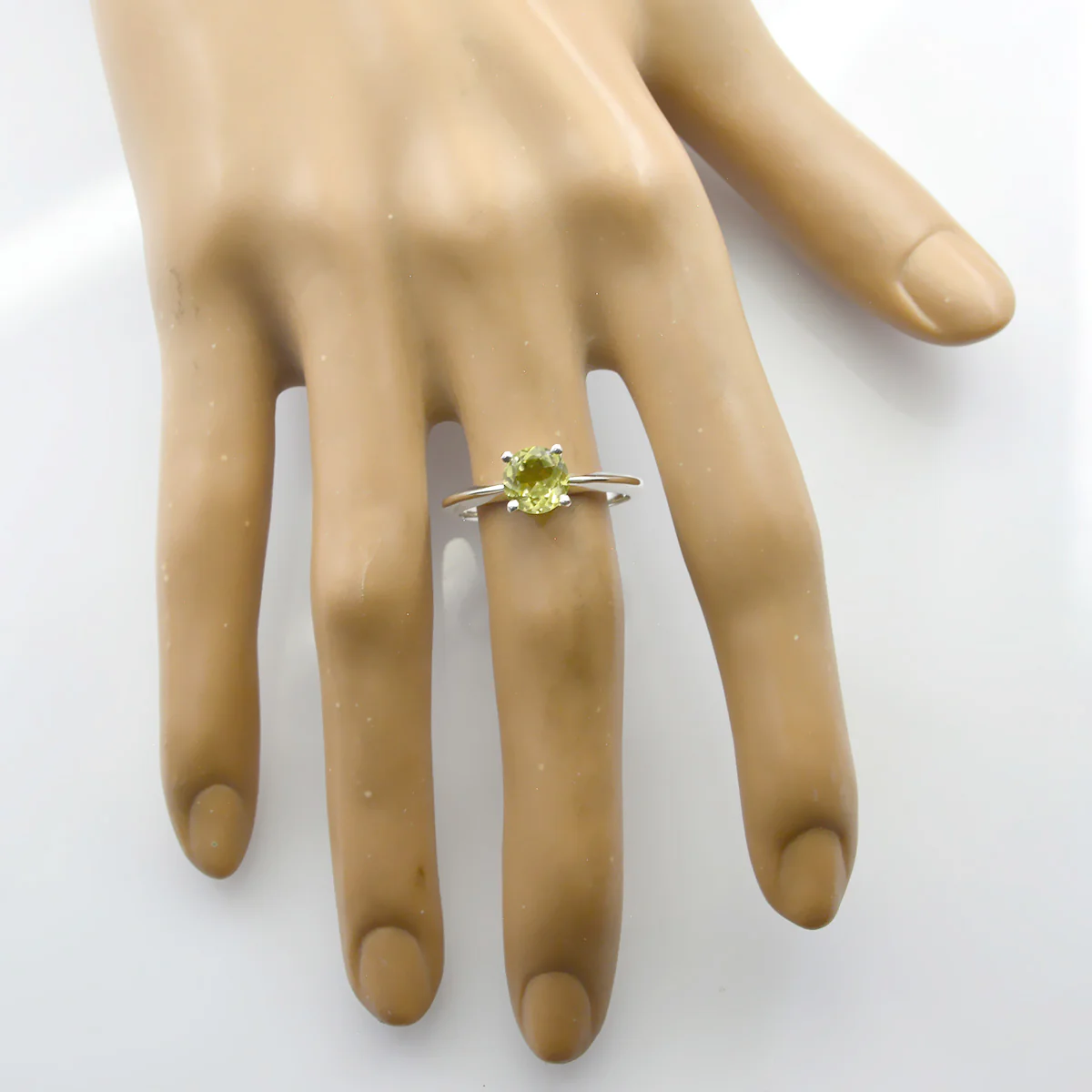 Lemon Quartz Solitaire American 925 Sterling Silver Yellow Gemstones Whisper-thin Sophisticated Ring Jewelry - Image 2