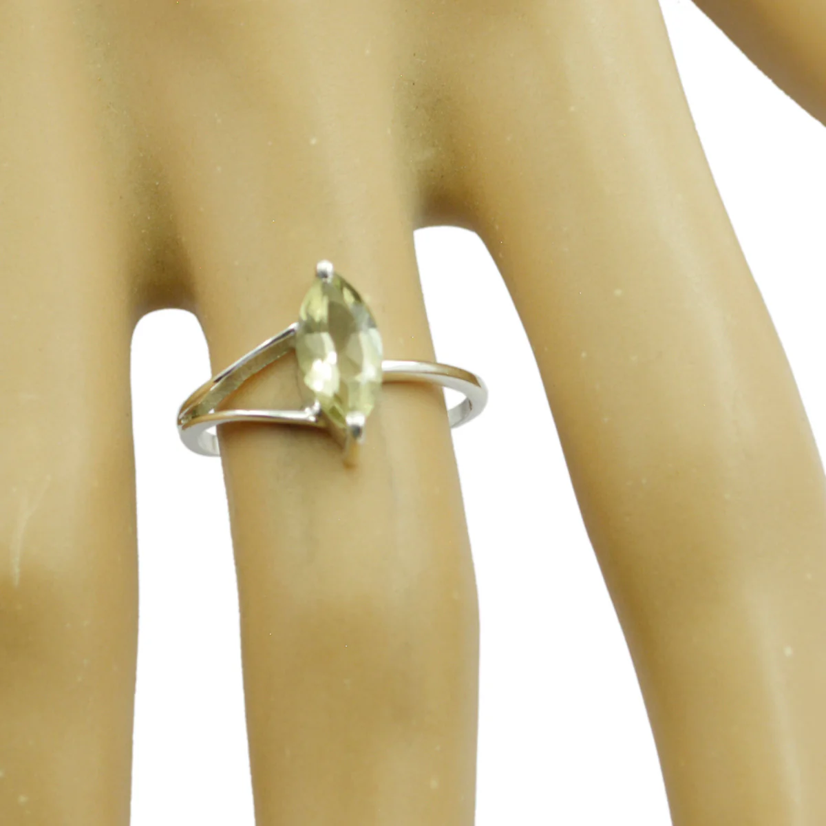 Lemon Quartz Solitaire American Silver Yellow Gemstones Elegant Contemporary Ring Jewellery - Image 2