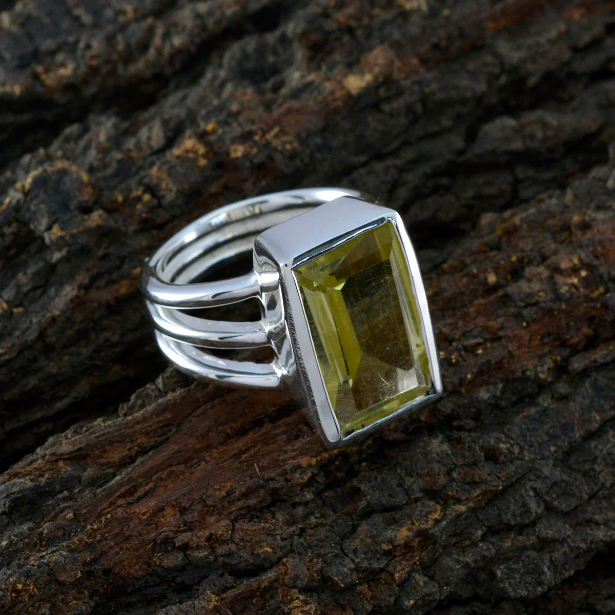 Lemon Quartz Solitaire Egyptian 92.5 Silver Yellow Gems Essential Trendy Ring Jewelry - Image 3
