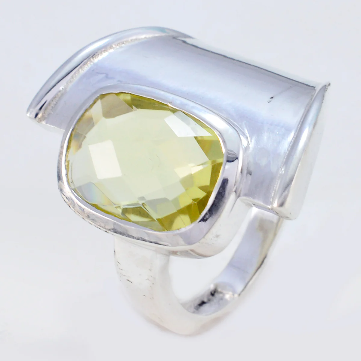 Lemon Quartz Solitaire Egyptian 92.5 Silver Yellow Gemstone Versatile Armor Ring Jewellery - Image 2
