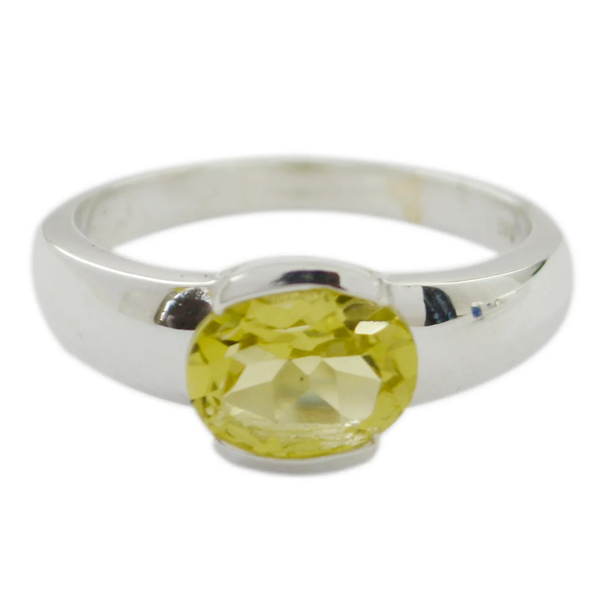 Lemon Quartz Solitaire Egyptian 925 Silver Yellow Gemstone Mid-weight Graceful Ring Jewelry